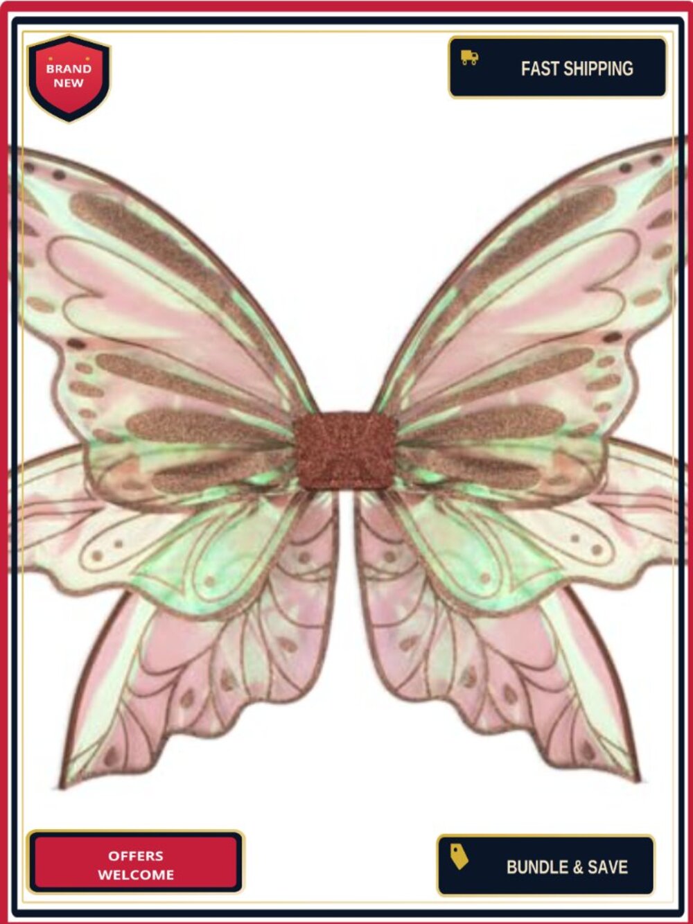 Iridescent Fairy Wings Costume Cosplay Renfaire Party Accessories
